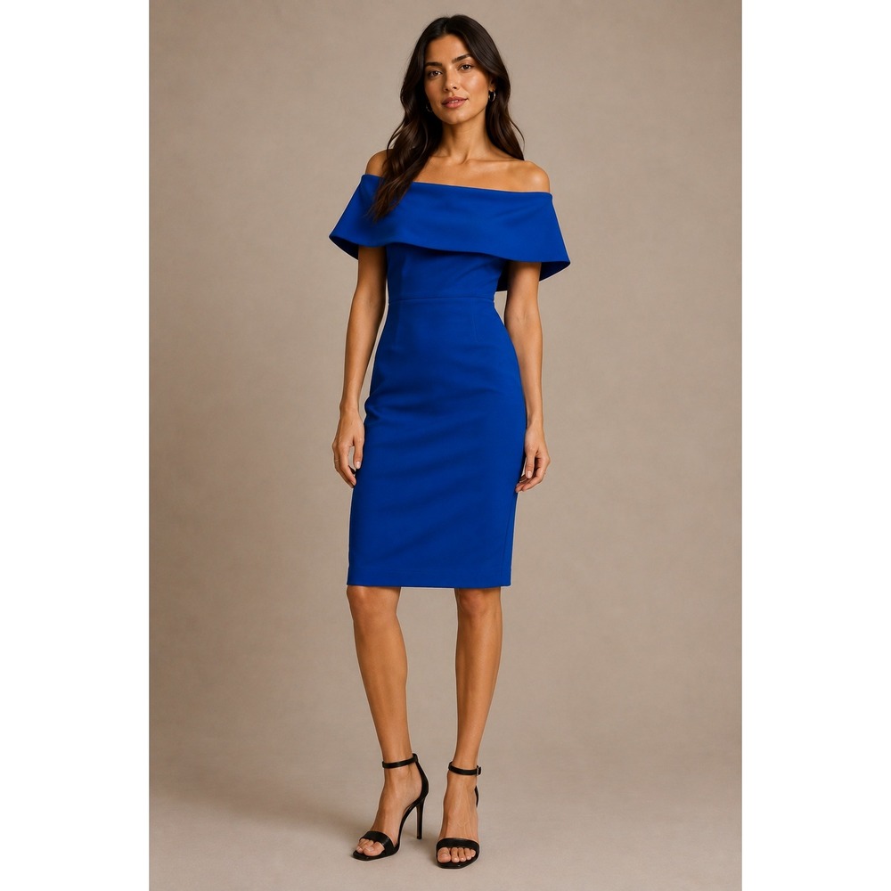 Babaton Aritzia Royal Blue Off The Shoulder Sheath Dress 6